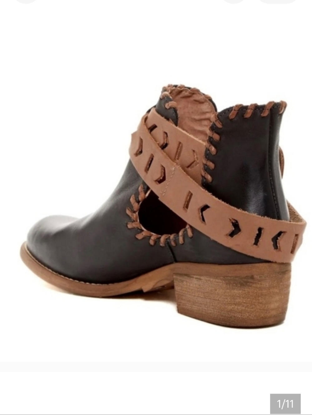 Cowboy Booties Black Brown Strappy Size 38